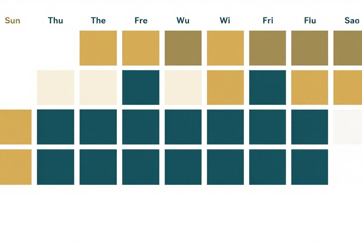 Weekly grid with daily minute blocks and a review day