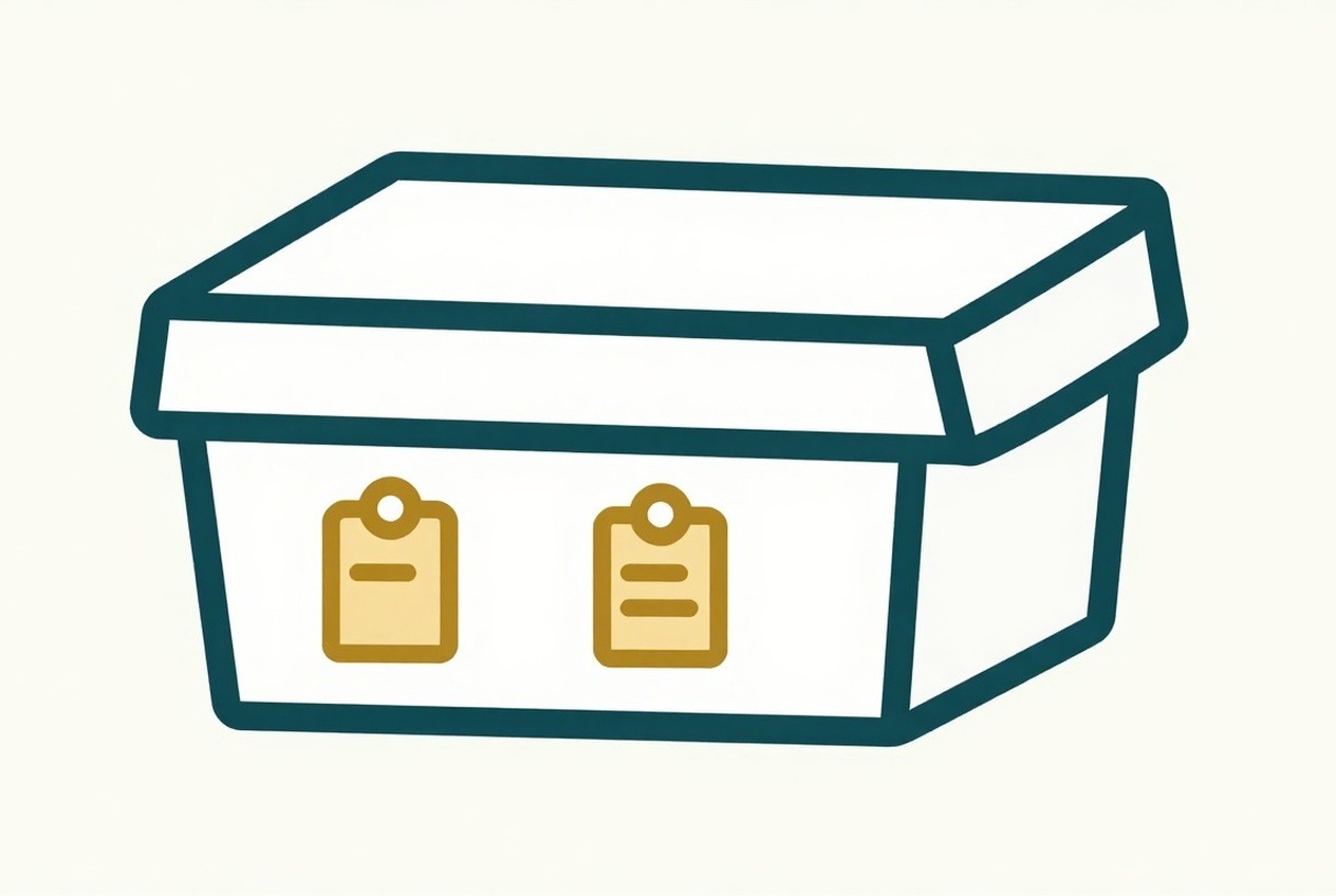 Gift box with level, format and length tags